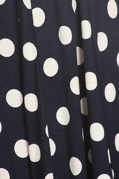 Paneled polka dot a-line midi dress