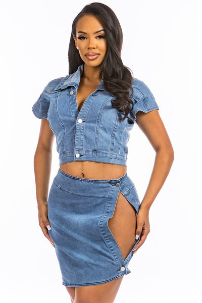 SEXY DENIM TWO PIECE SET